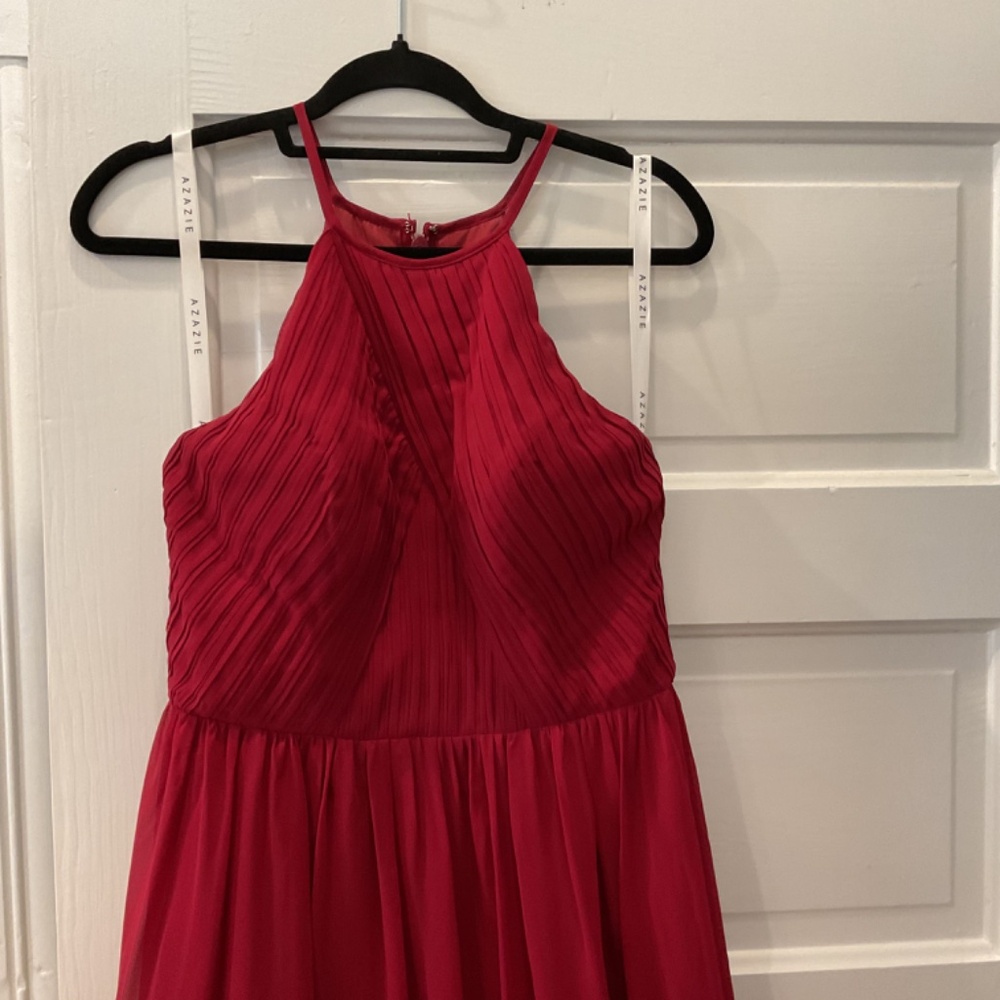 Azazie Red Bridesmaid Dress Size A8 - Picture 5 of 13